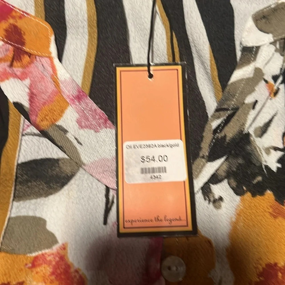 Olive hill top. New.Black and gold.Size small. Floral and stripes. Anthropology - Picture 5 of 5